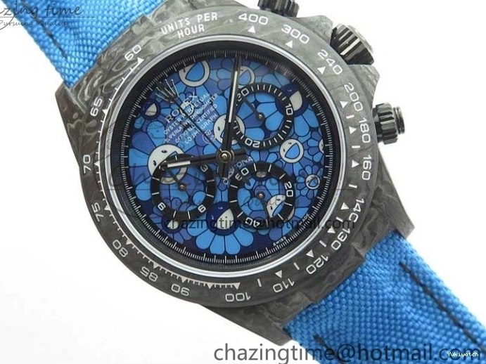 Edition Dial Daytona DIW Strap Blue Carbon A4130 Light Blue OMF Best Light Nylon on 1123